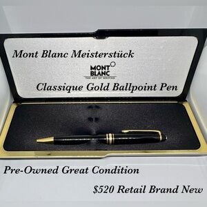 Mont Blanc Meisterstück Black and Gold Ballpoint Pen
